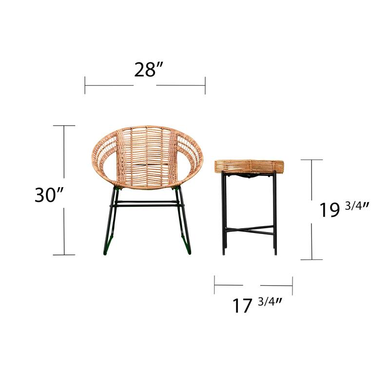 SEI Furniture Arti Contemporary All-Weather Natural Rattan 3-Piece Patio Bistro Set
