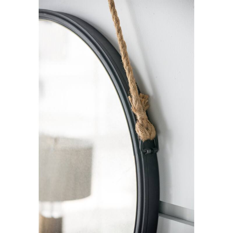 29.5" in On-trend Hanging Round Mirror with Black Framed