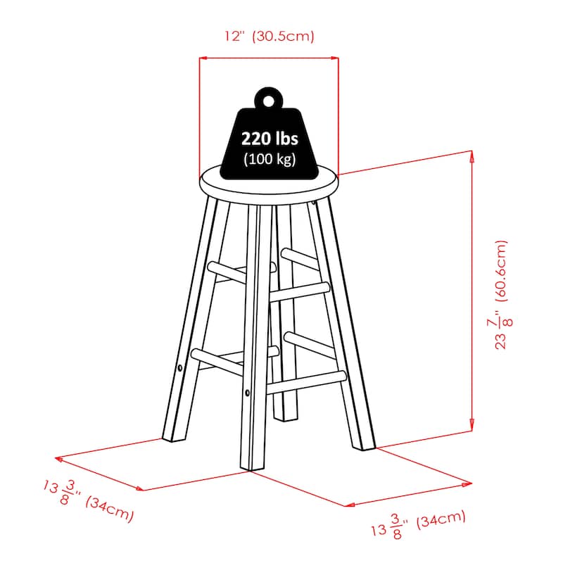 Element 2-Pc Counter Stool Set - 13.39 x 13.39 x 23.86 inches