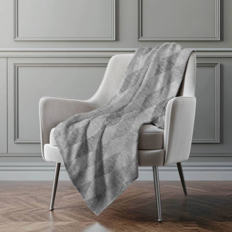 Premium Machine Washable Modern Argyle Sherpa Throw Blanket - Gray - 4'2" x 5'10"