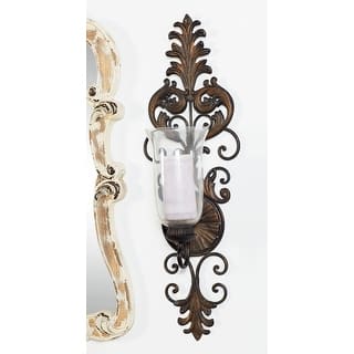 Bronze Metal Weathered Scroll Wall Sconce - 10 x 7 x 31