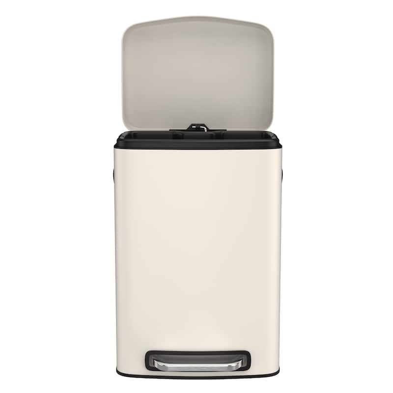 Stainless Steel 13-Gallon Kitchen Trash Can with Foot Pedal and Soft Close Lid