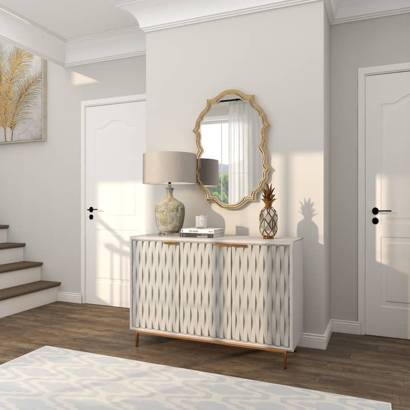 Polystone Fruit Pineapple Decorative Sculpture with Mirror Accents - Gold - Roche River Decor