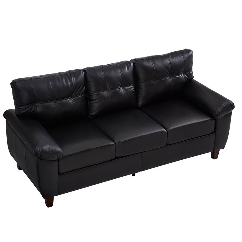 Breathable PU Leather Upholstered Couch 3 Seater Sofa with Storage