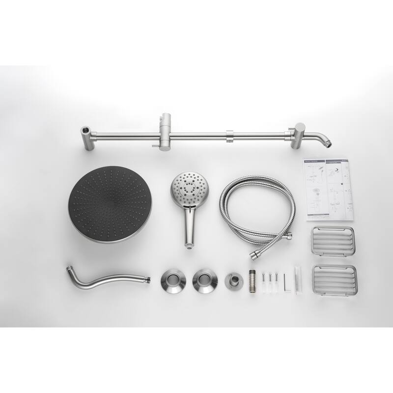 ShowerSpas Shower System, with 10" Rain Showerhead, 4-Function Hand Shower, Adjustable Slide Bar and Soap Dish