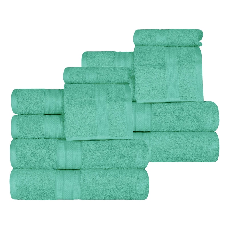 Superior Atlas Cotton Plush Absorbent Heavyweight 12 Piece Towel Set