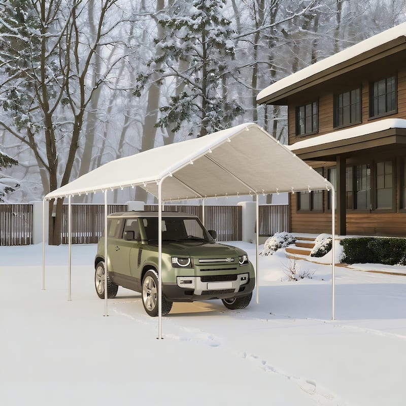 AVAWING Heavy Duty Carport, Waterproof & UV Resistant Outdoor Garage Shelter with Galvanized Steel Frame