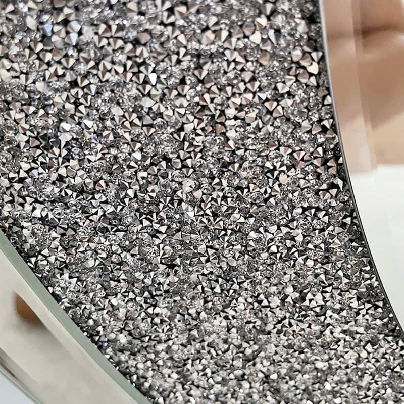 Crystal Crush Diamond Sparkly Silver Round Wall Mirror - Home Decoration
