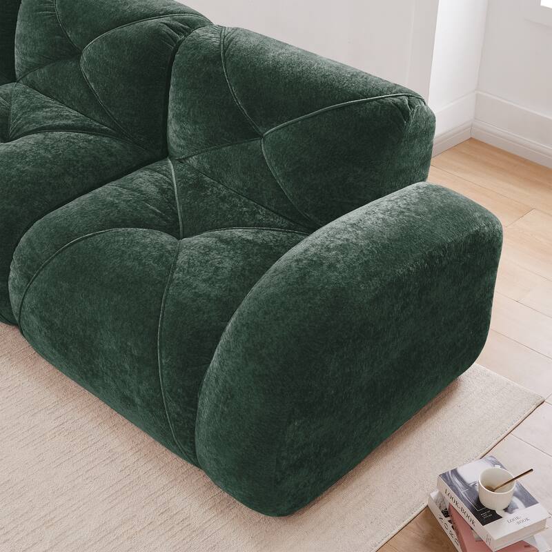 Roomfitters 2-Seater Tufted Velvet Sofa, No Assembly Boneless Cloud Couch with 32D High-Density Sponge