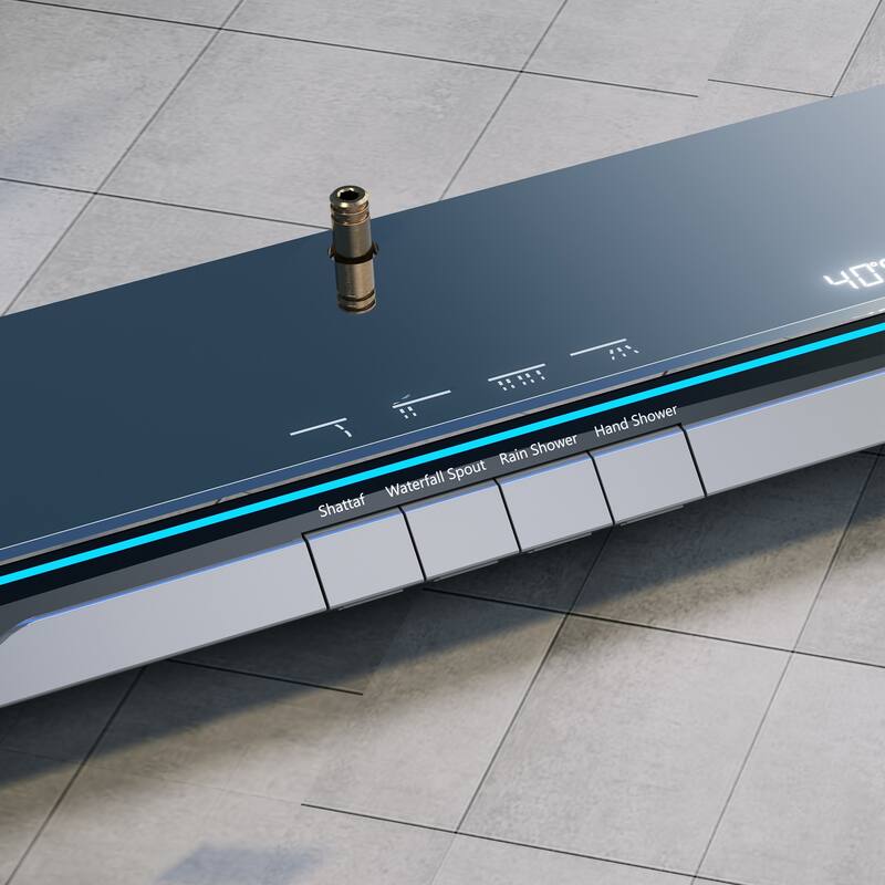 Exposed Tub and Shower Faucet with Hand Shower Brass Thermostatic Brass Wall Mount Complete Shower System with Waist Massage