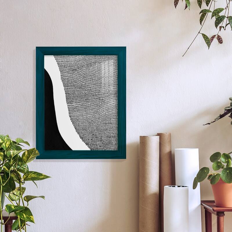 Black & White Abstract I -Framed Print w/glass-Cherry Red