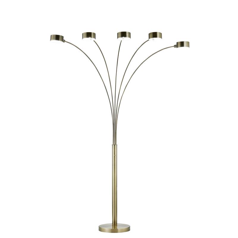 Artiva Micah Pro Antique Brass LED 5-Arched Lamp with Dimmer,5000K