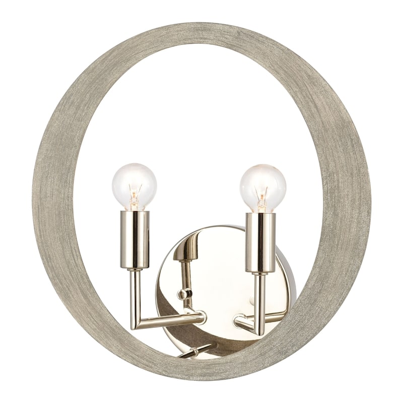 Retro Rings 12'' High 2-Light Sconce - Sandy Beechwood - 12 inch Tall - Sandy Beechwood - 12 inch Tall