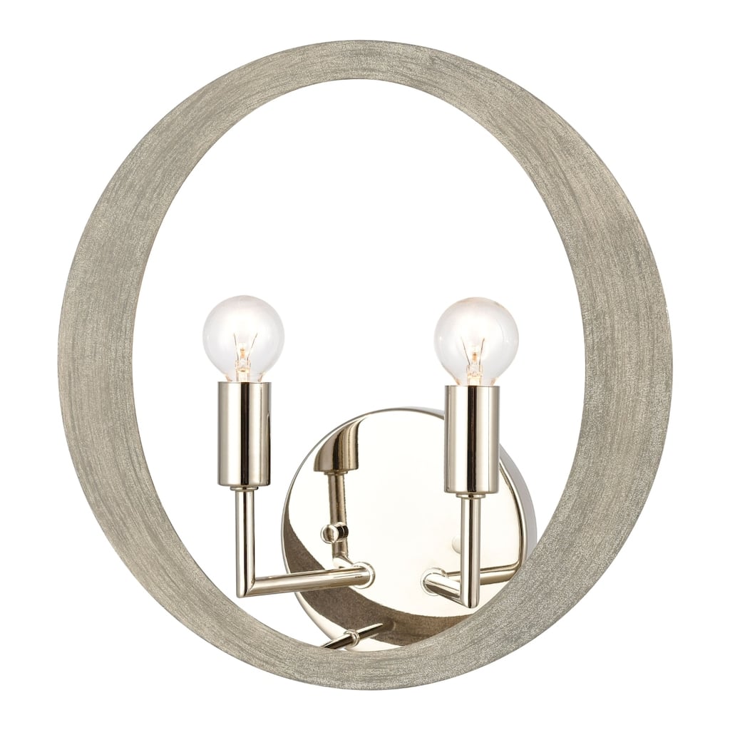Retro Rings 12'' High 2-Light Sconce - Sandy Beechwood - 12 inch Tall
