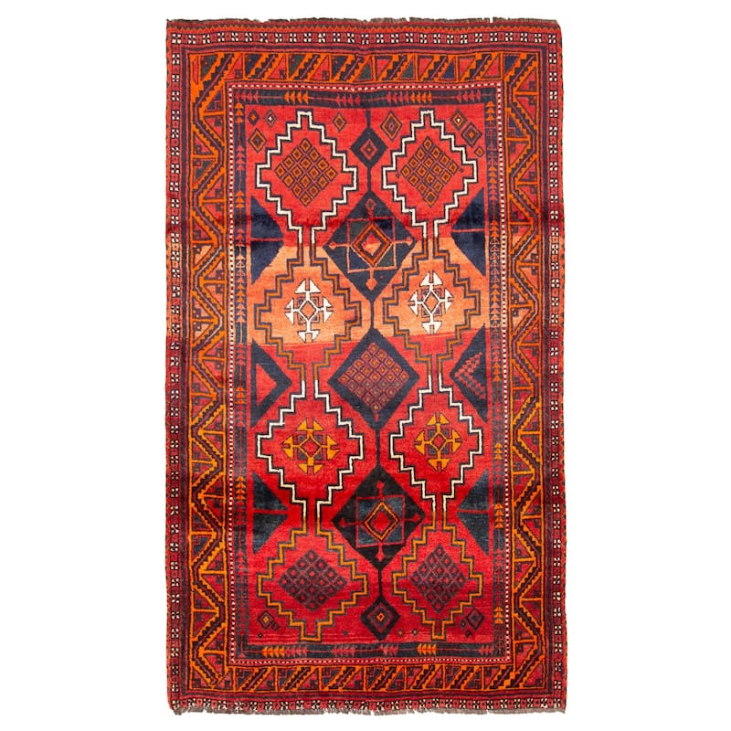 ECARPETGALLERY Hand-knotted Melis Vintage Red Wool Rug - 4'4 x 7'7