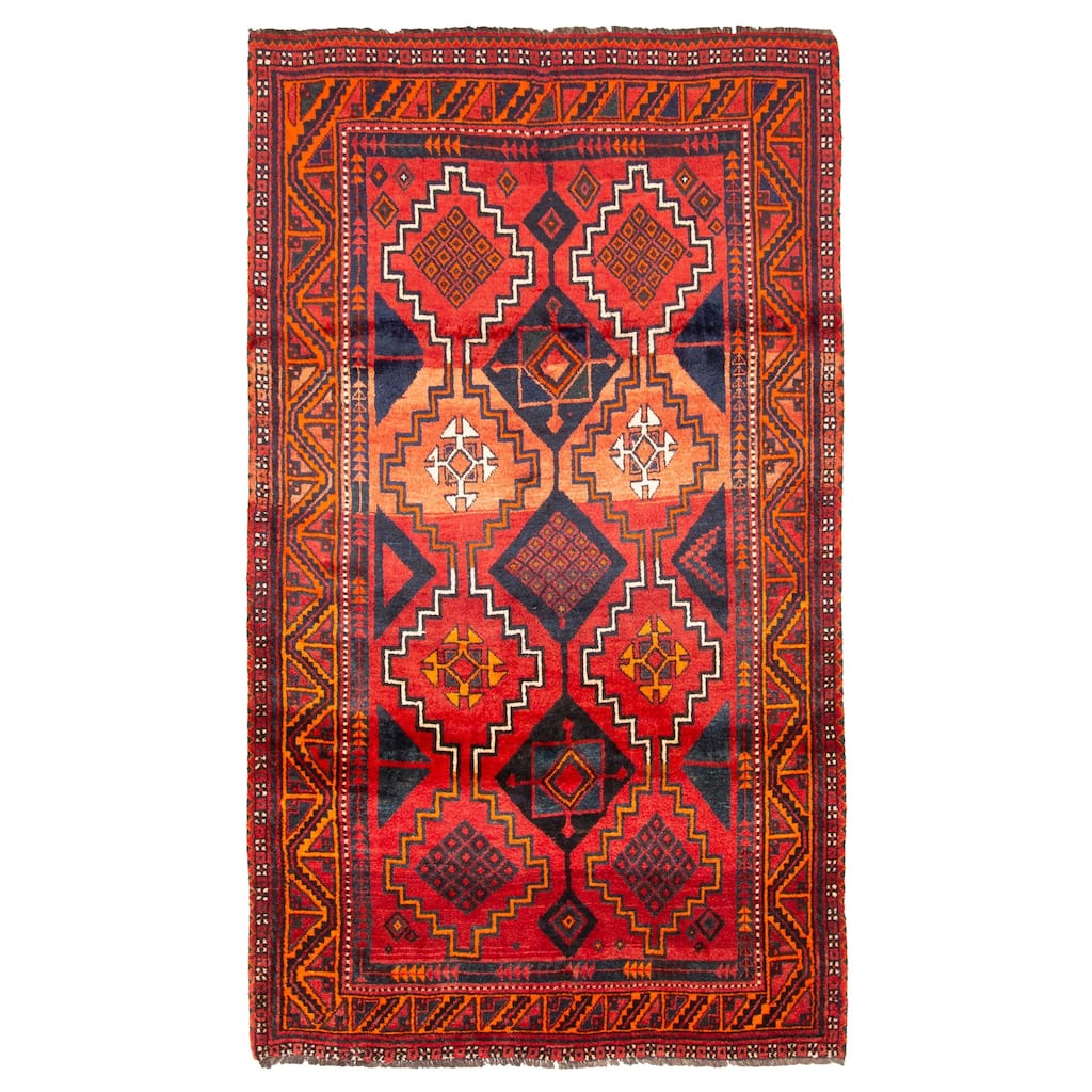 ECARPETGALLERY Hand-knotted Melis Vintage Red Wool Rug - 4'4 x 7'7