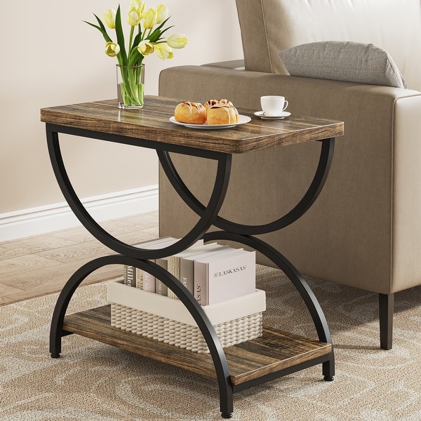 2-Tier RectangularWood Metal End Side Accent Table Nightstand - Bed Bath & Beyond