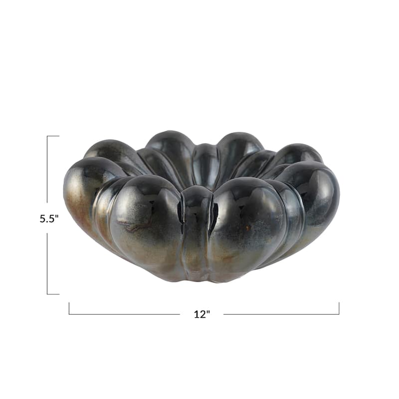 Decorative Stoneware Bowl in Reactive Glaze - 12.38"L x 12.38"W x 5.5"H