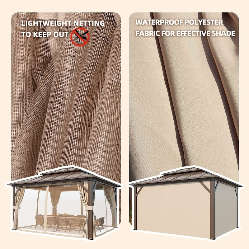 Erommy Premium Wood Gazebo with Double Hardtop Roof, Durable, Elegant Outdoor Pergola for Backyard & Patio