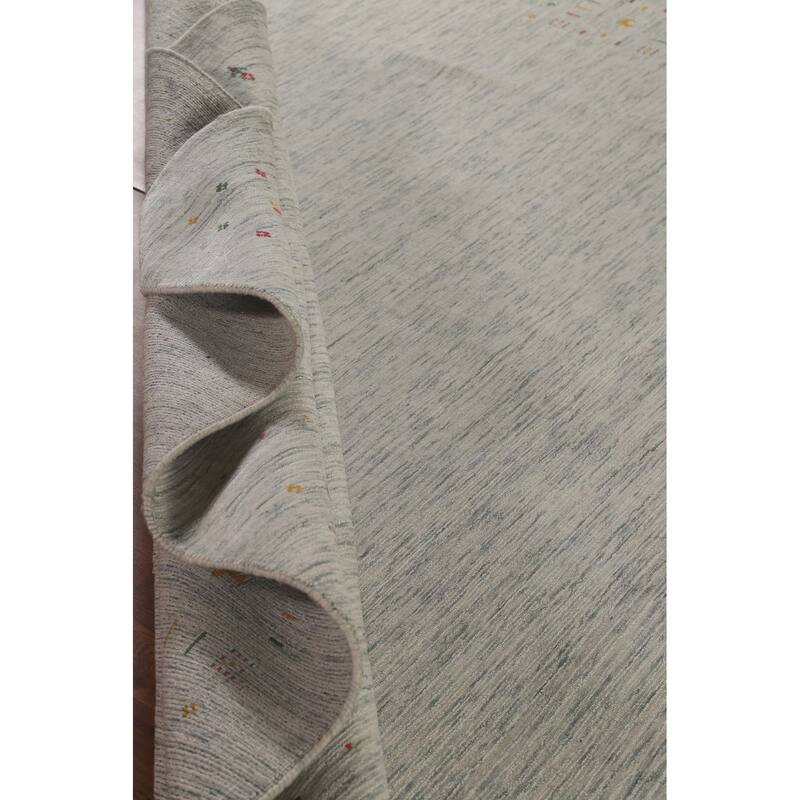 Ivory Tribal Gabbeh Indian Area Rug Handmade Wool Carpet - 9'0"x 11'7"