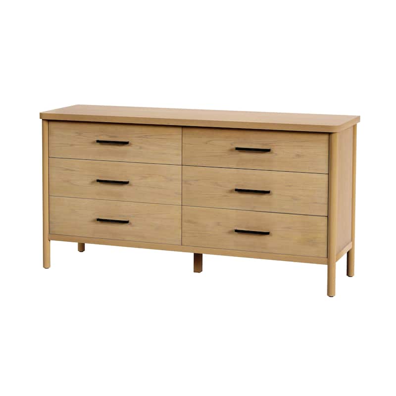 Lennon 6 Drawer Rounded Leg Wood Dresser