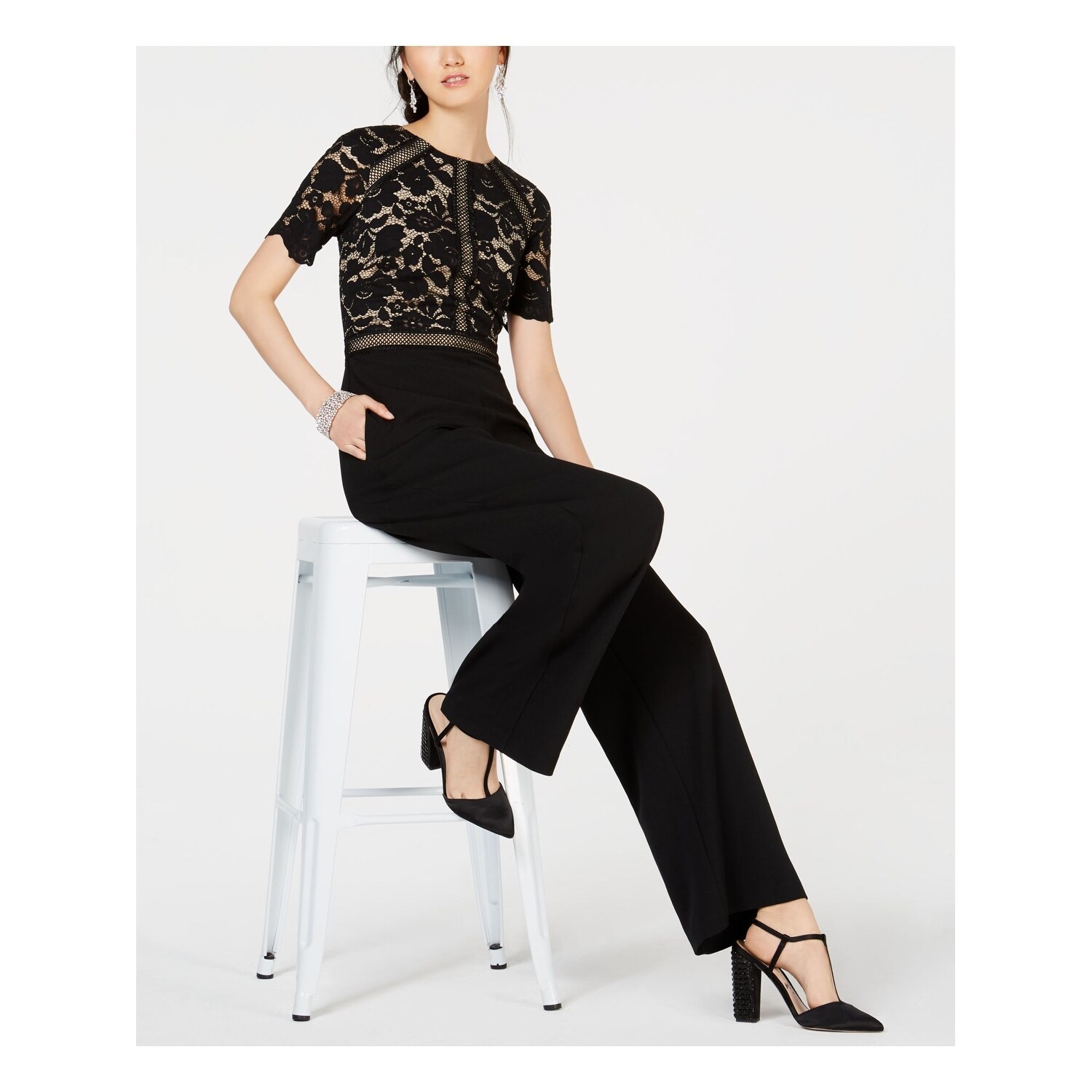 vince camuto lace trim jumpsuit