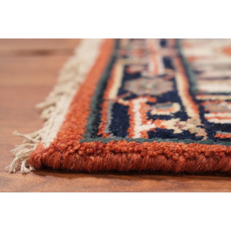 Hand Knotted Oriental 100% Wool Carpet Traditional Medallion Oranges & Rust Heriz (serapi) Area Rug - 3' 0'' X 2' 0''
