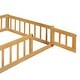 preview thumbnail 14 of 47, Twin Size Wooden Floor Bed with Fence Railings and Detachable Headboard, Kids Dress Up Rack, Playhouse Frame