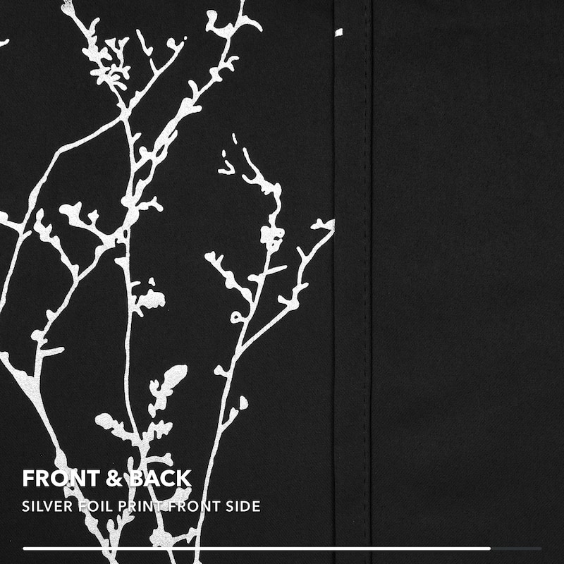 Deconovo Blackout Silver Tree Twigs Curtains(2 Panel)