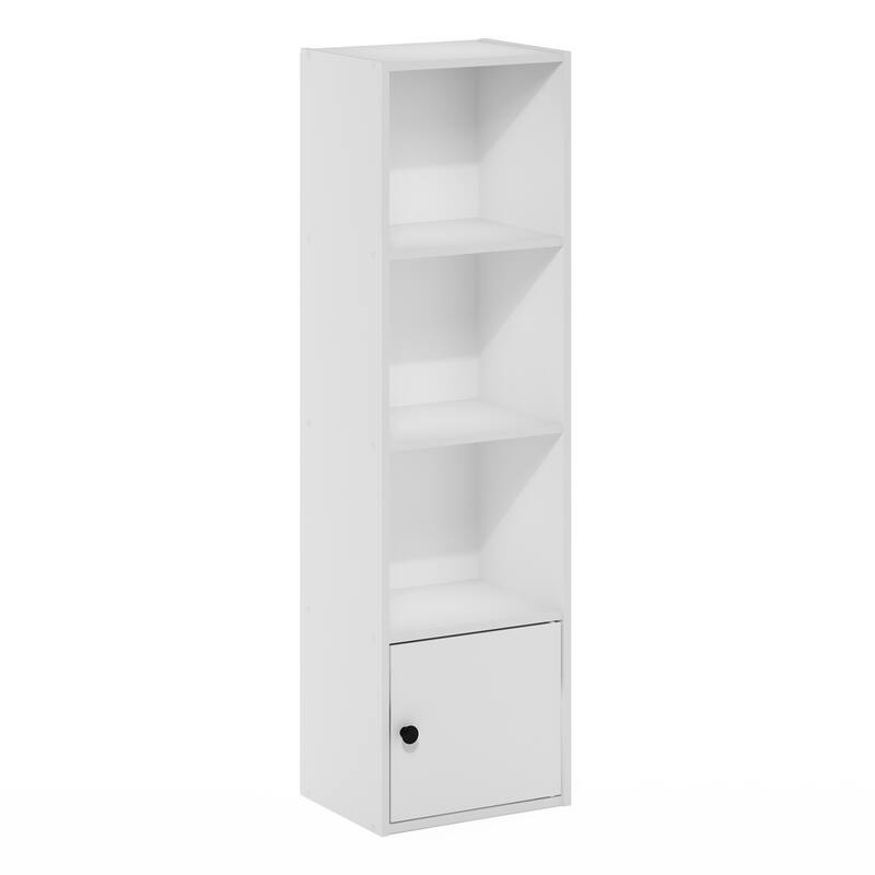 Furinno Luder 4-Tier Shelf Bookcase with 1 Door Storage Cabinet