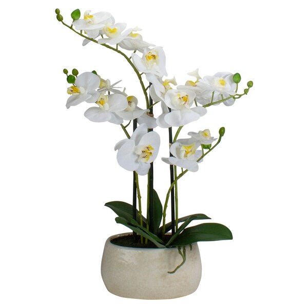 Artificial Fake Plants White Orchids in Round Pot 65cm 