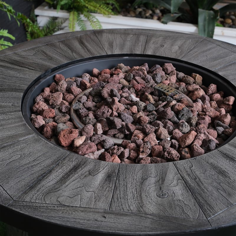 36 in. W x 36 in. D x 25 in. H Round Propane Gas Burning Outdoor Fire Pit in Wood