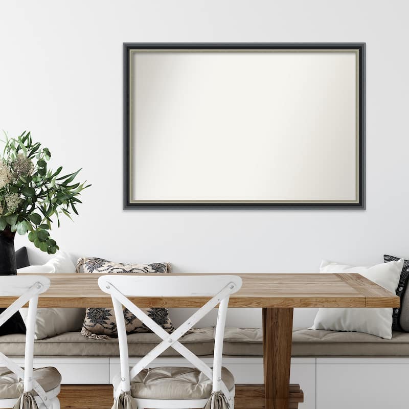 Theo Black Silver Non-Beveled Wood Framed Wall Mirror - Theo Black Silver