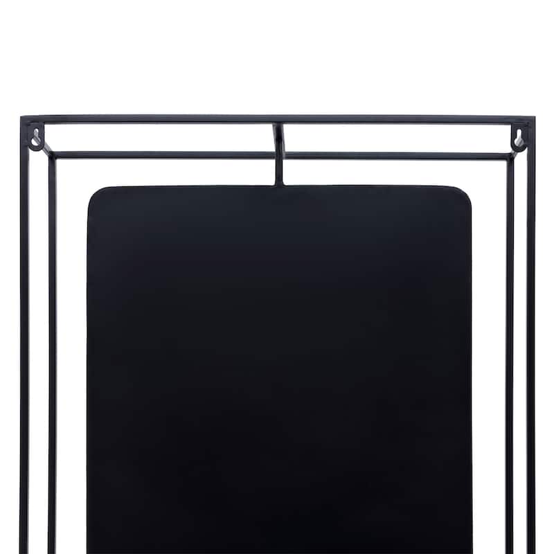 20"Lx6"Wx36"H Metal/Wood Wall Mount Shelf with Mirror, Black/Brown Finish, Ideal for Stylish Wall Storage, Organization