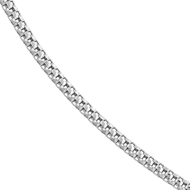 Curata 925 Sterling Silver Rhodium 4mm Popcorn Chain Necklace for Men