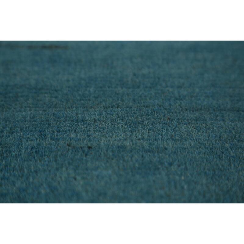 Teal Blue Gabbeh Modern Rug Hand-Knotted Foyer Wool Carpet - 3'4" x 4'10"
