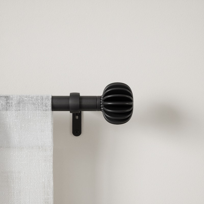Modern Black Curtain Rod - Adjustable 42 to 120 Inch - 1 Inch Diameter - Home Decor - M