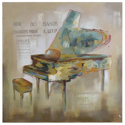 Yosemite Home Decor 'Paris Piano' Original Hand-painted Wall Art - Multi-Color