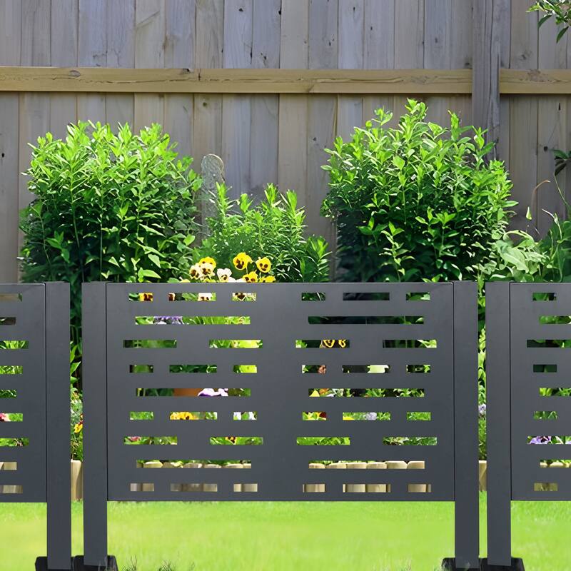 Outdoor Air Conditioner Privacy Fence Cover - Metal Design with 3 Panels, Ideal for Concealing AC Units