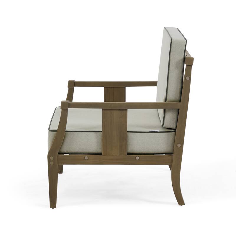 6-Piece Outdoor Teak Seating Set Armchair Patio Conversation Sets with 2 Tables, Cushion