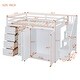 preview thumbnail 5 of 12, Full Wood Loft Bed Frame wBuilt-in Wardrobes,Cabinets,Drawers,White