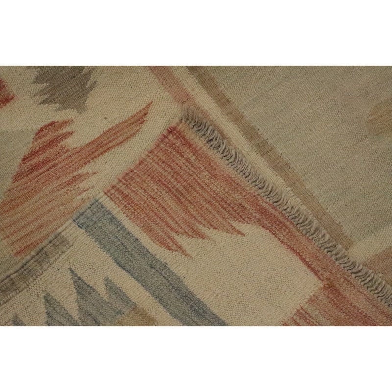 Hand Woven Oriental 100% Wool Carpet Southwestern Tribal Navy Blue & Blues Kilim Area Rug - 12' 3'' X 9' 5''