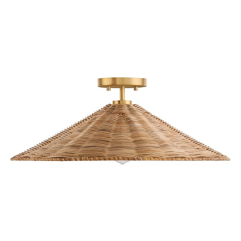 Trade Winds Lighting 1-Light Wicker Ceiling Light - Natural Brass