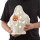 preview thumbnail 4 of 4, PreLit Ceramic Halloween Ghost Pumpkin HandPainted Tabletop Decor