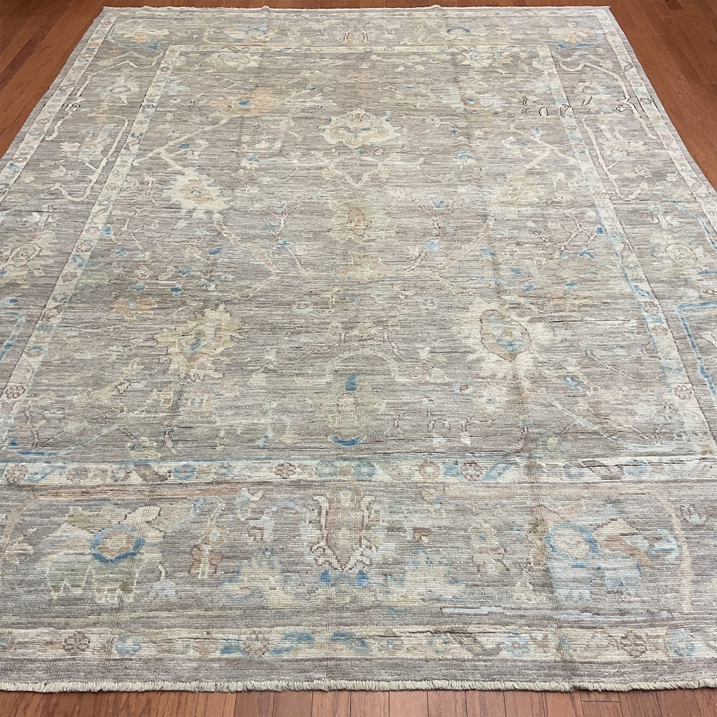 HERAT ORIENTAL Handmade Vegetable Dyed Oushak Wool Rug - 9'3" x 12'4"