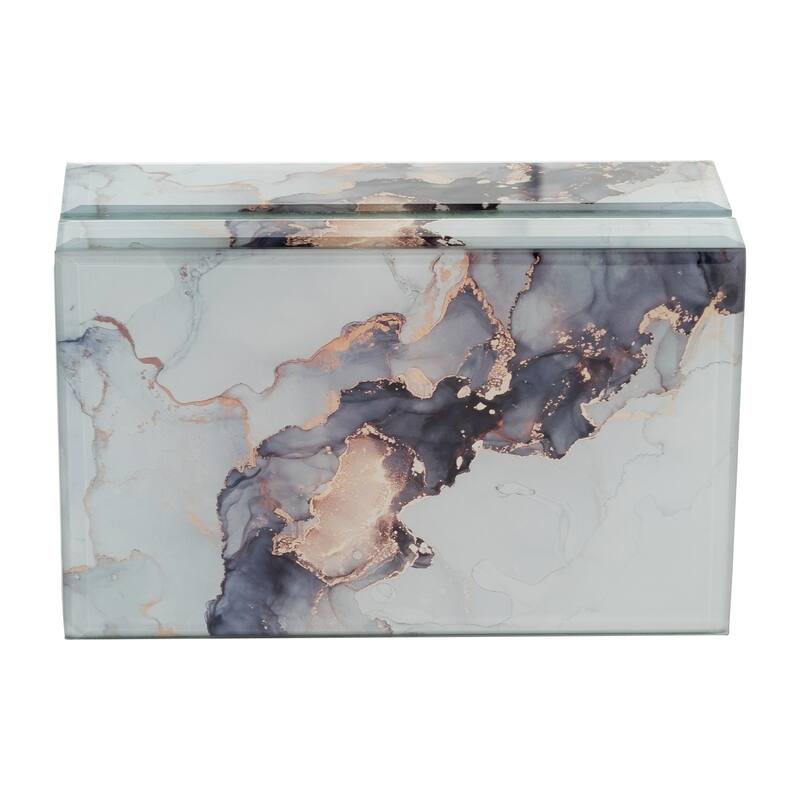 Modern Statement Decorative Box with Abstract Finish and Lid