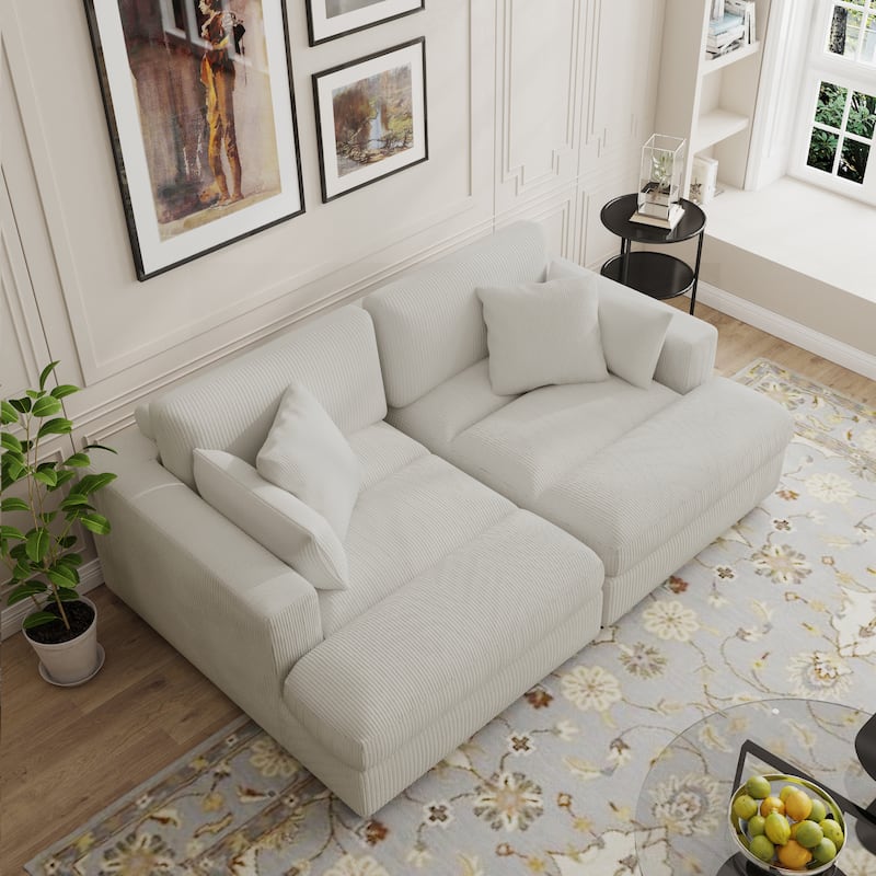 Modern Corduroy Modular Sectional Sofa Chaise Couch Bed