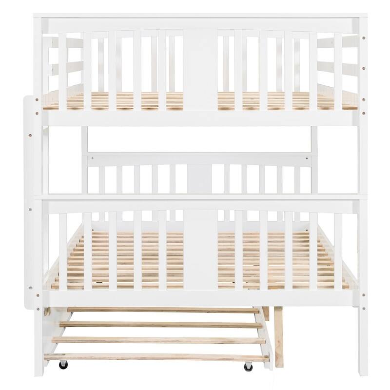 Full over Full Size Bunk Bed with Twin Size Trundle and Ladder