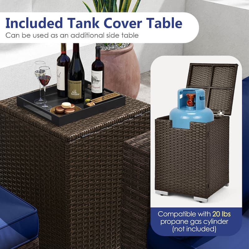 Costway 7 Pieces Outdoor Furniture Set with 32" Fire Pit Table and - See Details
