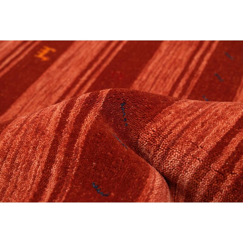 ECARPETGALLERY Hand Loomed Kashkuli Gabbeh Dark Copper Wool Rug - 6'8 x 9'9